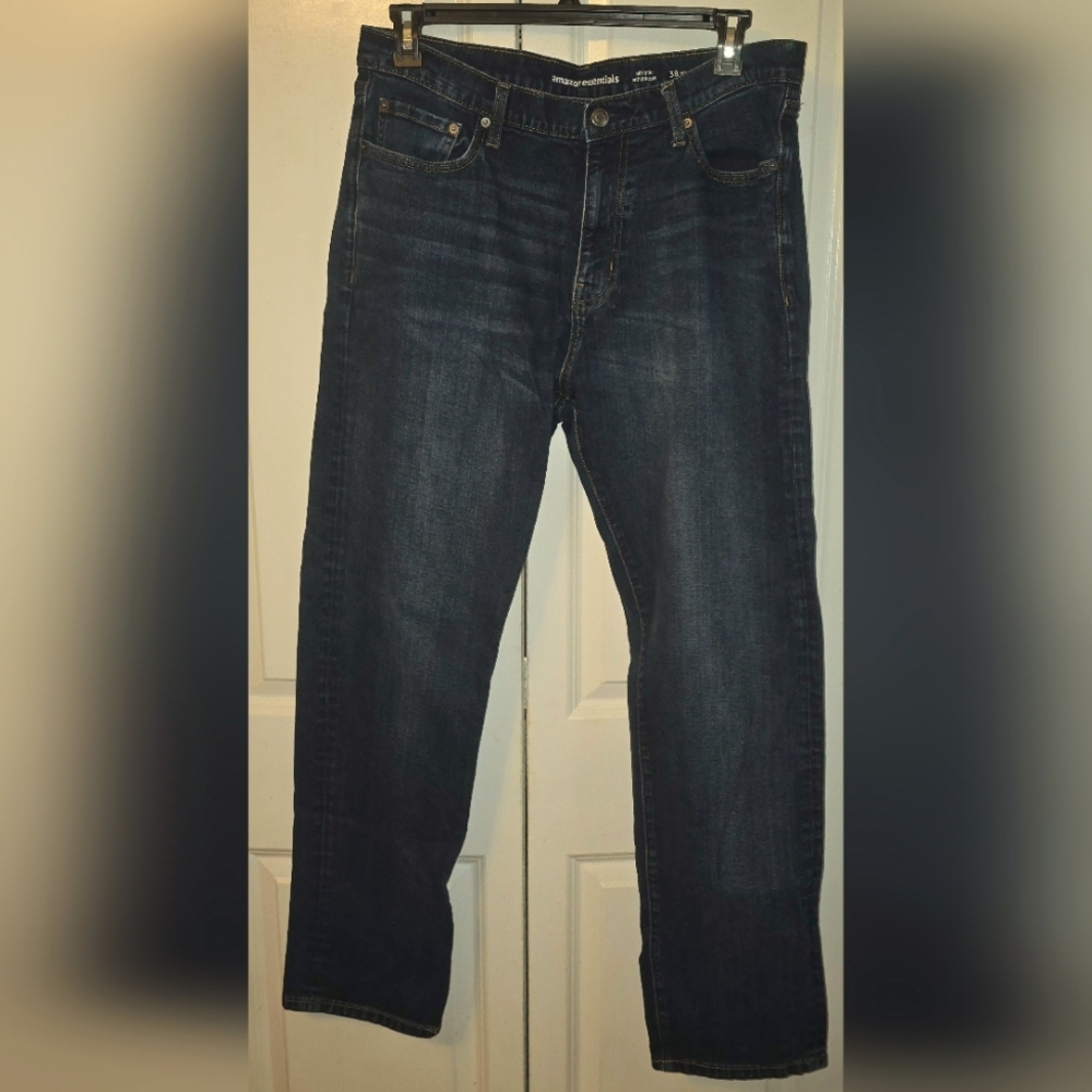 Amazon Essentials Men's Blue Jeans size 38×34 Athletic Dark Wash Denim Pants